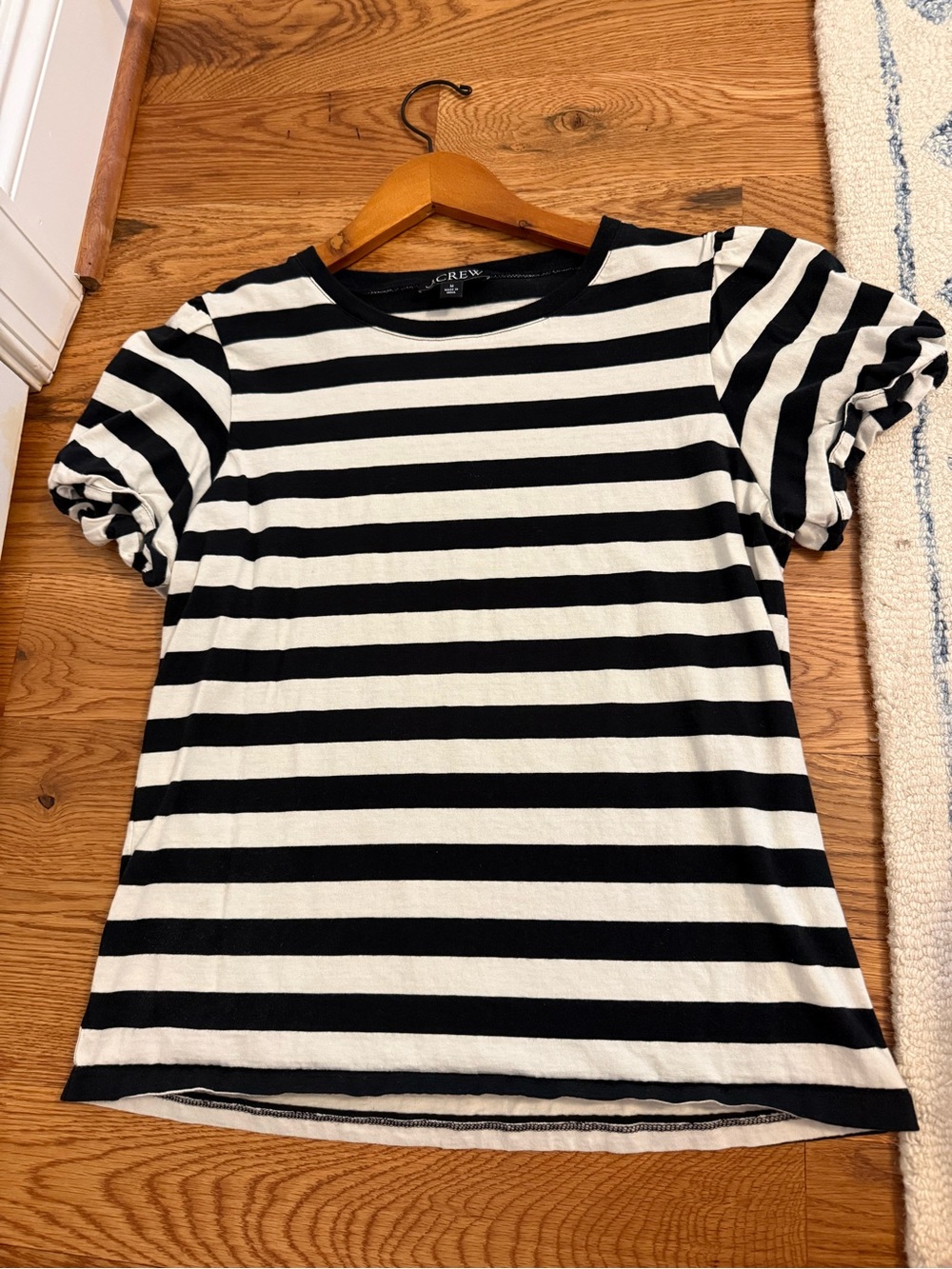 J.Crew Vintage jersey puff-sleeve T-shirt in stripe Size Medium - Picture 6 of 9
